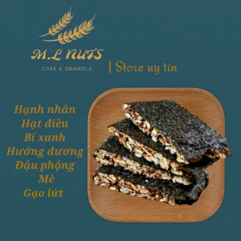 500g Rong biển kẹp hạt dinh dưỡng , mix 6 loại hạt ăn kiêng ( hạnh nhân, điều, bí xanh, hướng dương, mè, đậu phộng)
