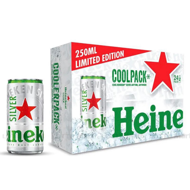 Bia HEINEKEN Silver Coolpack thùng 24 lon 250ml và thùng 24lon 330ml