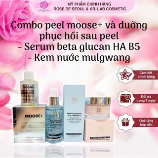 Combo peel da moose+ beta glucan HA B5 +kem nước mulgwang Narci mặt nạ B5 EGF Kr.Lab dưỡng phục hồi sau peel hạn 2026