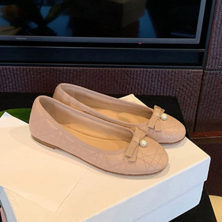 [Sẵn, ship hoả tốc] Giày Búp Bê Mũi Vuông Đính Nơ ngọc, Giày Công Sở Nữ Êm Chân, Giày Bít Mũi Nữ Đế Thấp, Giày Bệt Nữ od