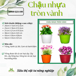 Chậu nhựa tròn vành 25cm dùng trồng bonsai, cây kiểng, nhựa dày cứng (Vườn Sài Gòn - Vuon Sai Gon)