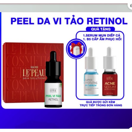 Peel Da Retinol Vi Tảo, Tinh Chất Tái Tạo Da Sinh Học Căng Bóng Chính Hãng, Tặng Kèm Serum B5 Phục Hồi