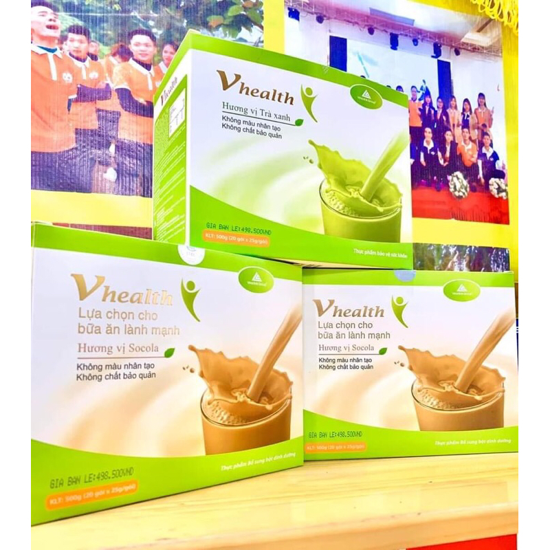 [CHÍNH HÃNG] BỘT DINH DƯỠNG SỨC KHOẺ THẢO DƯỢC VHEALTH VỊ MATCHA & SOCOLA [DẠNG HỘP]