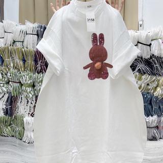 Áo phông cotton khô thêu- thỏ hồng xinh Menswear Nam