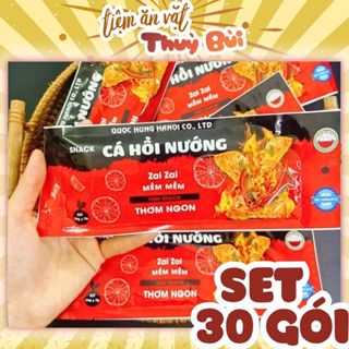 Bịch 30 Gói Cá Hồi Nướng Snack Hiệu Dưa Hấu Đỏ, Cay Cay đồ ăn vặt, Tiệm ăn vặt Thuỳ Bùi