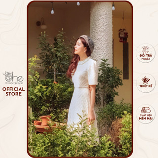 Đầm vintage hoa cúc xinh xắn thanh lịch She, váy cổ bèo dáng chữ A du lịch dạo phố SDX191