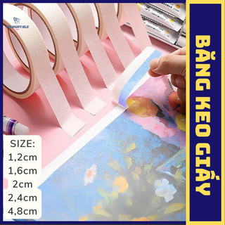[1 cuộn] Băng keo giấy các loại bản 1.2cm, 2cm, 1,6cm,  2.4cm, 4.8cm