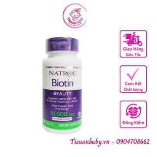 Viên Uống Natrol Biotin 10000 Mcg hộp 100 Viên, hàng Mỹ (Biotin Mỹ)