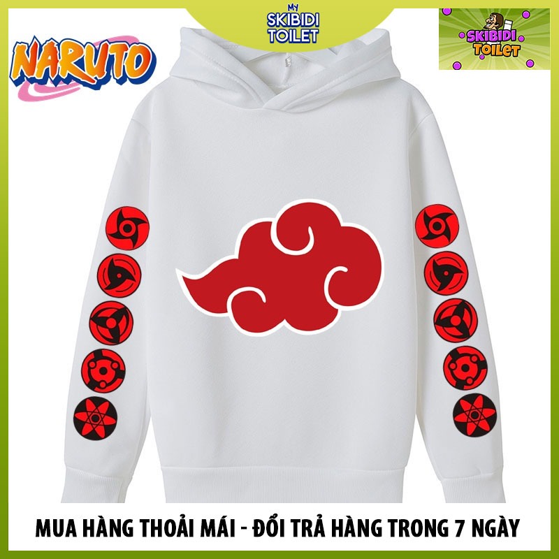 Áo Hoodie Naruto Akatsuki trẻ em có mũ trùm đầu dài tay áo unisex ấm áp bé gái áo nỉ