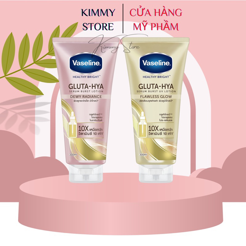vaseline gluta hya 10x chai 300ml màu vàng và hồng