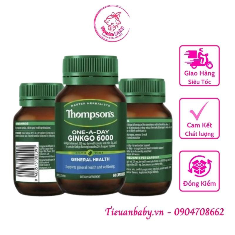 (2026) Viên bổ não Ginkgo 6000mg Thompson’s của Úc 60 viên
