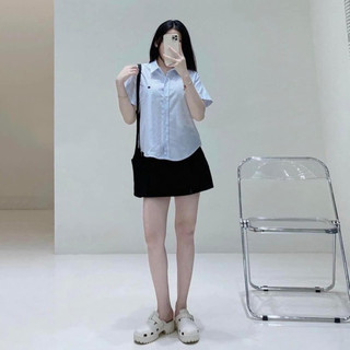 Áo sơ mi cộc tay cham nữ