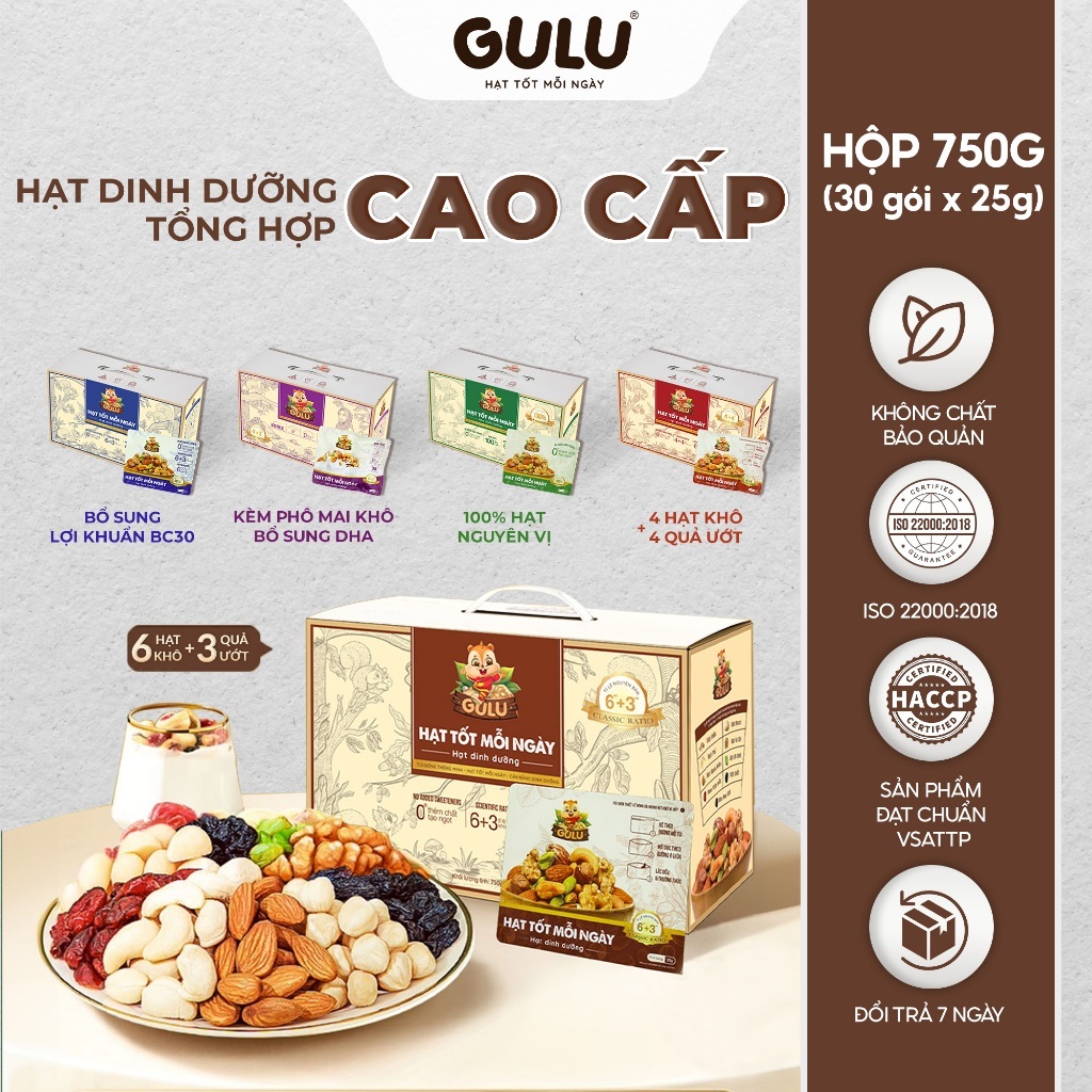 [HỘP 750G] Hạt Dinh Dưỡng Tổng Hợp Cao Cấp - GULU FOODS