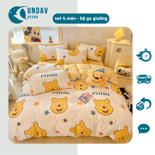 Ga giường cotton poly set 4 món thun lạnh 1m6x2m 1m8x2m 2m2x2m