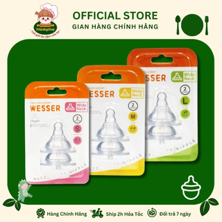 Bộ 2 Núm Ti Wesser Silicon Cổ Rộng Mẫu Mới Các Size S, M , L