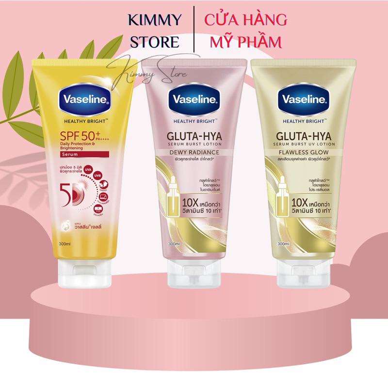 Bộ 3 vaseline gluta hya 10X và 50X chai hồng
