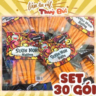 Bịch 30 Gói Snack Sườn Non Nướng Làm Từ Bột Mì, Que Cay Tuổi Thơ, nem nướng phên, Bà Tuyết Diamond