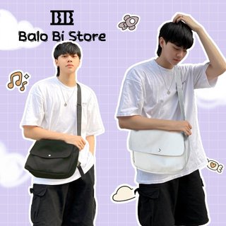 TÚI TOTE ĐEO CHÉO CÓ NẮP UNISEX NAM NỮ - VẢI DỆT CANVAS  MÀU BE - ĐEN - PHONG CÁCH ULZZANG ( TCUL02)