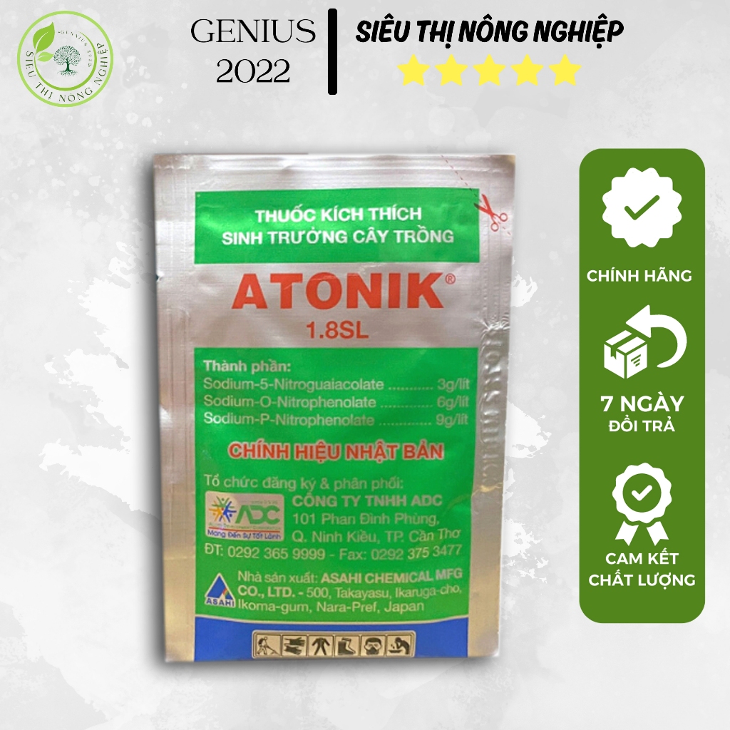 Chế phẩm Atonik chính hãng kích rễ thúc đẩy sinh trưởng cho cây kém phát triển 1.8SL gói 10ml Genius