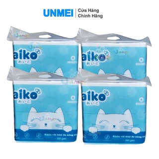 Combo 4 Gói Khăn khô, Khăn Vải Khô Đa Năng Aiko Bịch 300gr (cô mèo) - Size 13.5cm x 18cm