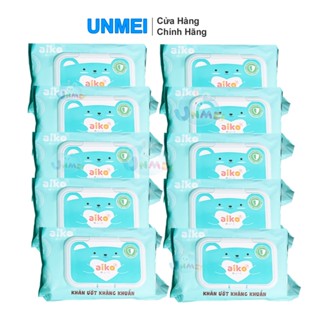 (Combo 10 Gói) Khăn giấy ướt Aiko 100 tờ - Khăn ướt kháng khuẩn cho bé Aiko 100 tờ