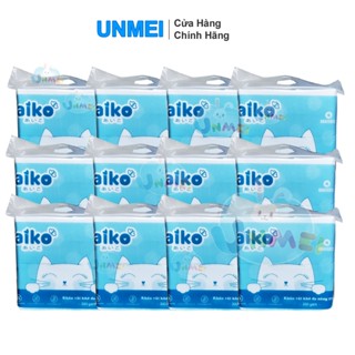 Combo 12 Gói Khăn khô, Khăn Vải Khô Đa Năng Aiko Bịch 300gr (cô mèo) - Size 13.5cm x 18cm
