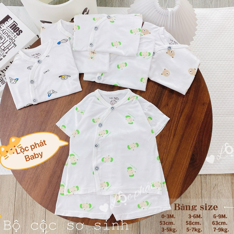 Bộ Sơ Sinh Cộc Tay Cài Lệch Thun Lạnh Lộc Kids Baby Cho Bé ( Lộc Kids)