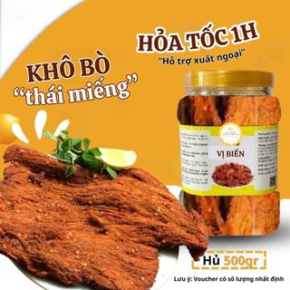 Khô bò miếng mềm vị biển, bò miềng ăn liền hủ pet 250gr dai ngon chuẩn vị