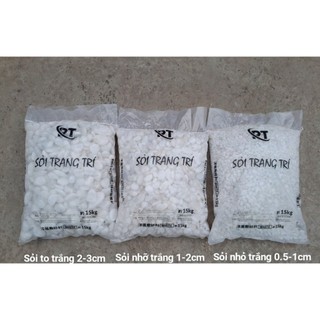 Đá sỏi trắng nhiều cỡ trang trí hồ cá, chậu cây cảnh, trồng sen đá, trải nền sân vườn bao 15kg