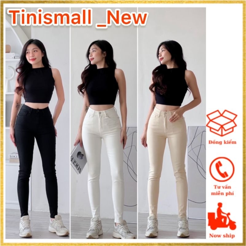 Quần skinny nữ vnxk, jean dày dặn lưng cao và co giãn tốt (3 màu)