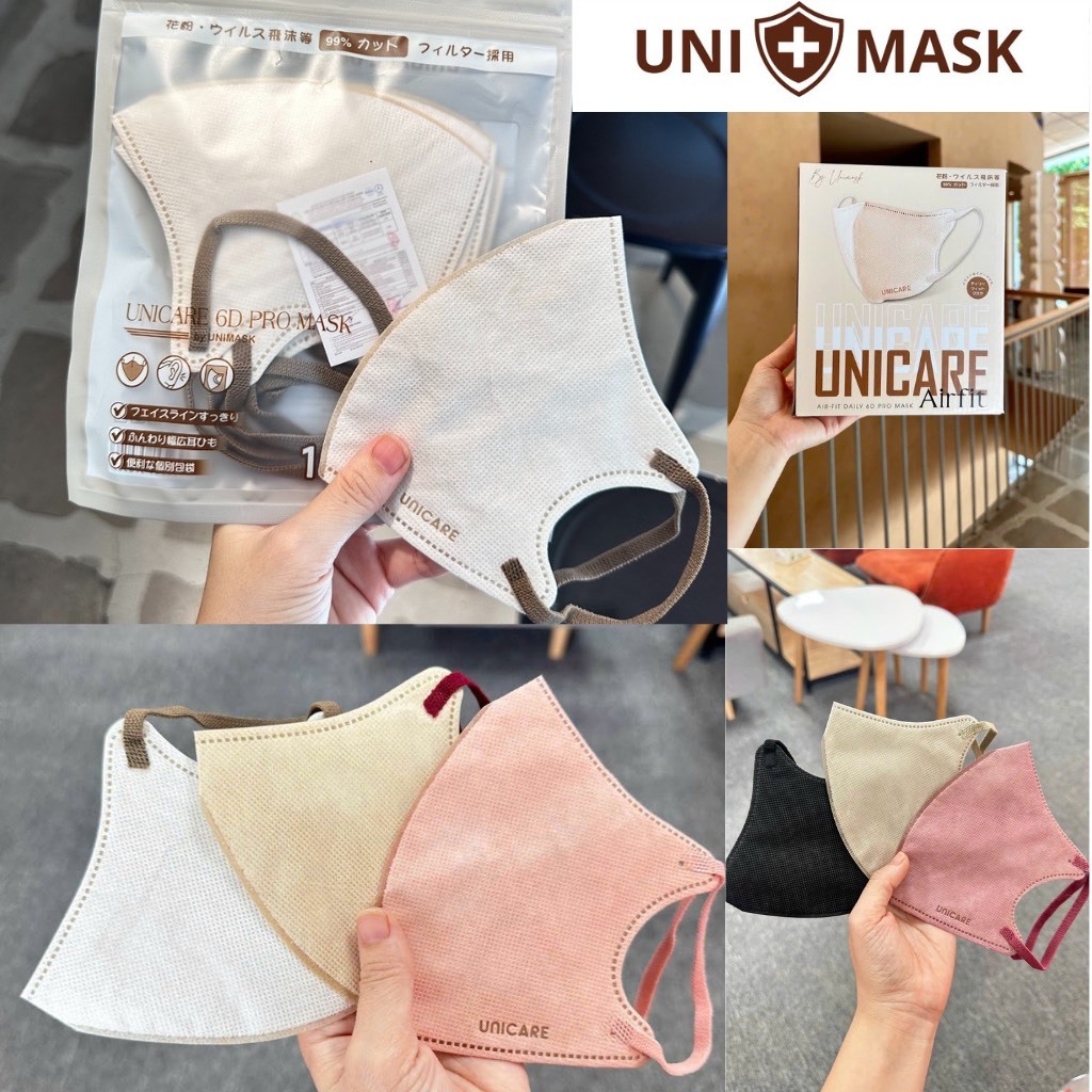 50 Cái Khẩu trang 6D PRO UNICARE, hàng cao cấp chính hãng UNI MASK Chống bụi mịn Kháng khuẩn cao unicare