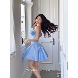 Váy Em Thiên phi mờ phối organza đính hạt Yennhien. studios