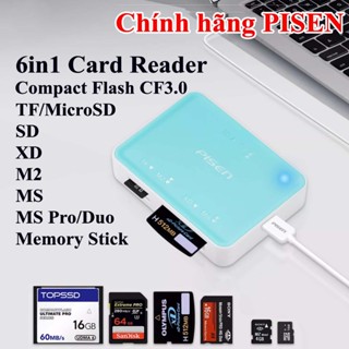 Pisen đầu đọc thẻ nhớ CF SD TF MicroSD XD MS M2 Memory Stick Duo Pro Compact Flash disk USB-A 2.0 Memory Card