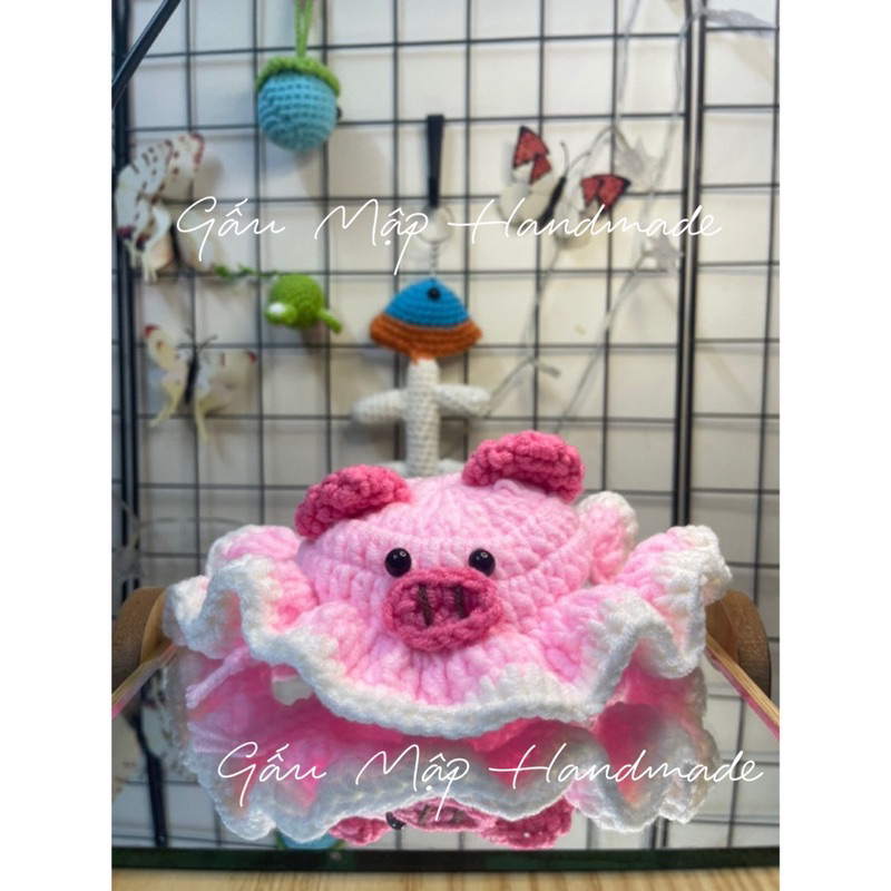 Mũ len heo hồng chó mèo