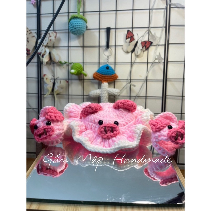 Mũ len heo hồng chó mèo