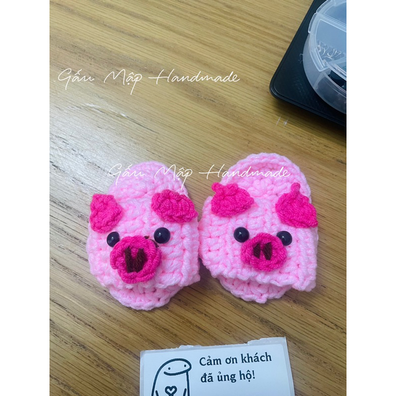 Mũ len heo hồng chó mèo