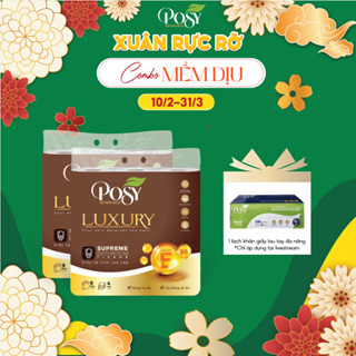 COMBO MỀM DỊU 2 bịch giấy vệ sinh Posy Luxury 9 cuộn 4 lớp CÓ LÕI siêu mềm