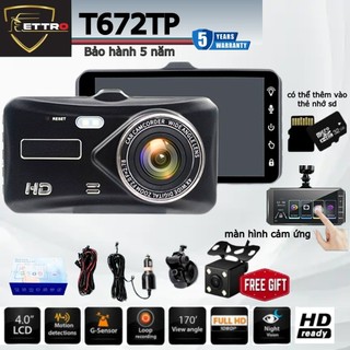 Camera hành trình T672TP Màn hình cảm ứng Dash Cam 4 "1440P Đầu ghi DVR ô tô ống kính kép Camera trước và sau