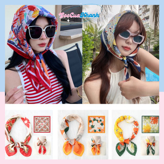 [70×70] Khăn lụa Bandana vuông choàng cổ trùm đầu đi biển buộc tóc
