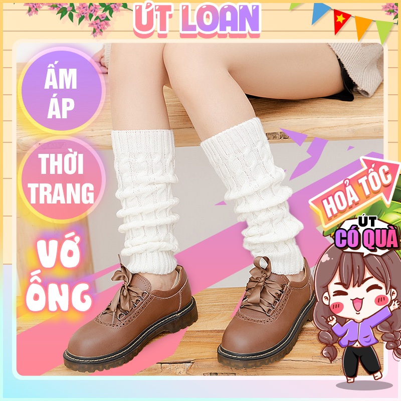 Tất Vớ Len Ống Chân Giữ Ấm Dưới Gối Gân Xoắn Thụng Thụng Cực Xinh Hàn Quốc U2446