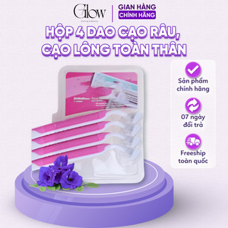 Hộp 4 Dao Cạo Râu, Cạo Lông Toàn Thân Cho Nam Nữ GLOWWAXING Thép Không Gỉ- 5374