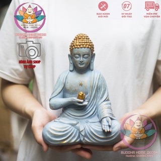 Tượng phật a di đà cầm tọa sen cao 24 cm