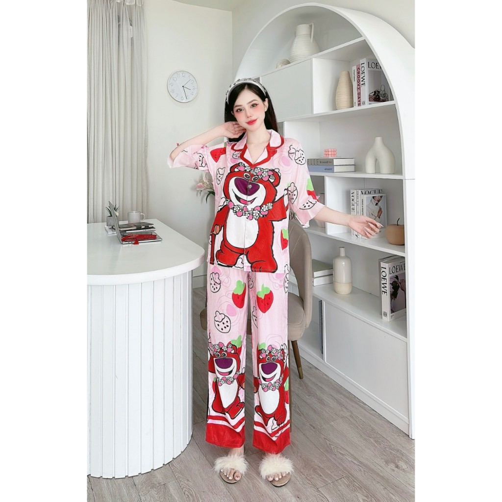 Đồ bộ nữ pijama tay loe lụa xước thiết kế cao cấp hot trend , đồ bộ hot nhất hiện nay nhiều mẫu, , bao giặt máy,xinh