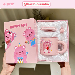 Cốc sứ loopy kèm thìa và hộp