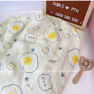 vải xô muslin hình quả trứng ốp la siêu xinh may khăn mặt,khăn tắm,khăn sữa cho bé