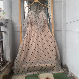 2hand đầm chấm bi lưới eo 69cm dài 125cm mã 195