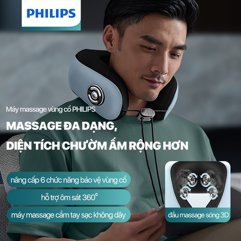 Máy Massage Cổ PHILIPS, Máy Mát Xa Cổ Bằng Sóng 3D, 3 Chế Độ, Massage, Chườm Ấm Cảm Biến, BH 24Tháng, Bephan_19