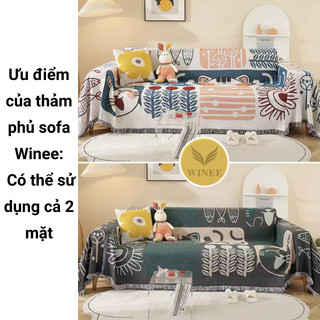 Khăn trải sofa thảm phủ sofa hoa văn hiện đại phù hợp 4 mùa
