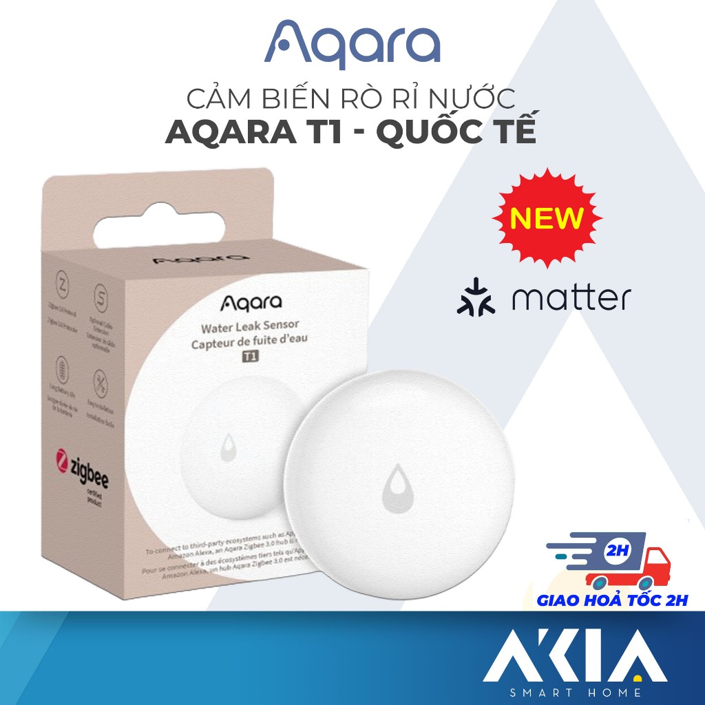 [NEW] Cảm biến rò rỉ nước Aqara T1, độ nhạy cao, zigbee 3.0, hỗ trợ Matter, Homekit - Cần hub Aqara 