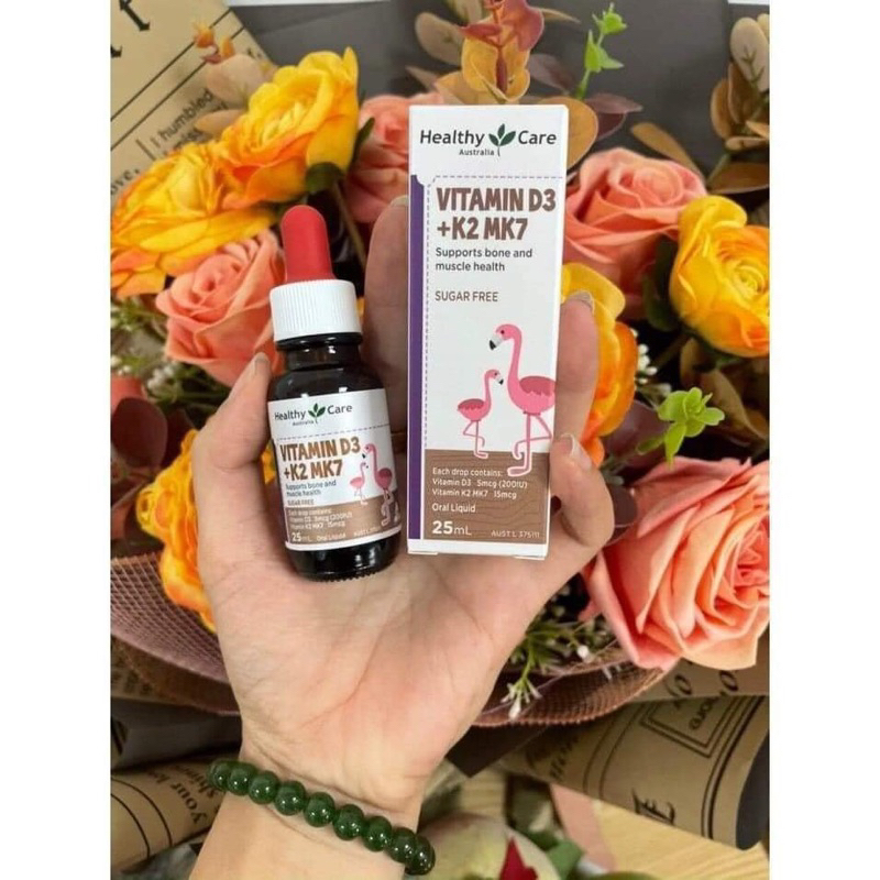 Vitamin D3 K2 MK7 Healthy Care 25ml cho trẻ sơ sinh